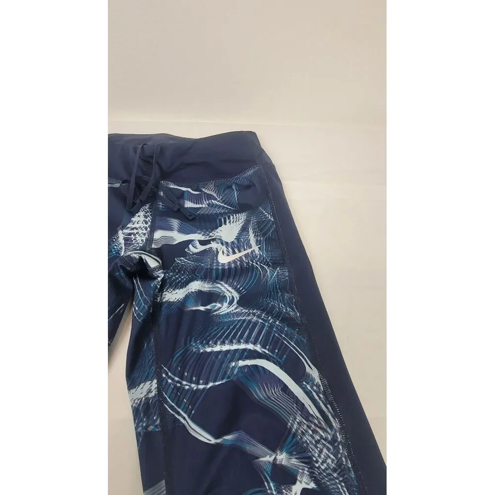 Nike Power Leggings Womens XS. Blue Running Capri‎ Back Pocket.